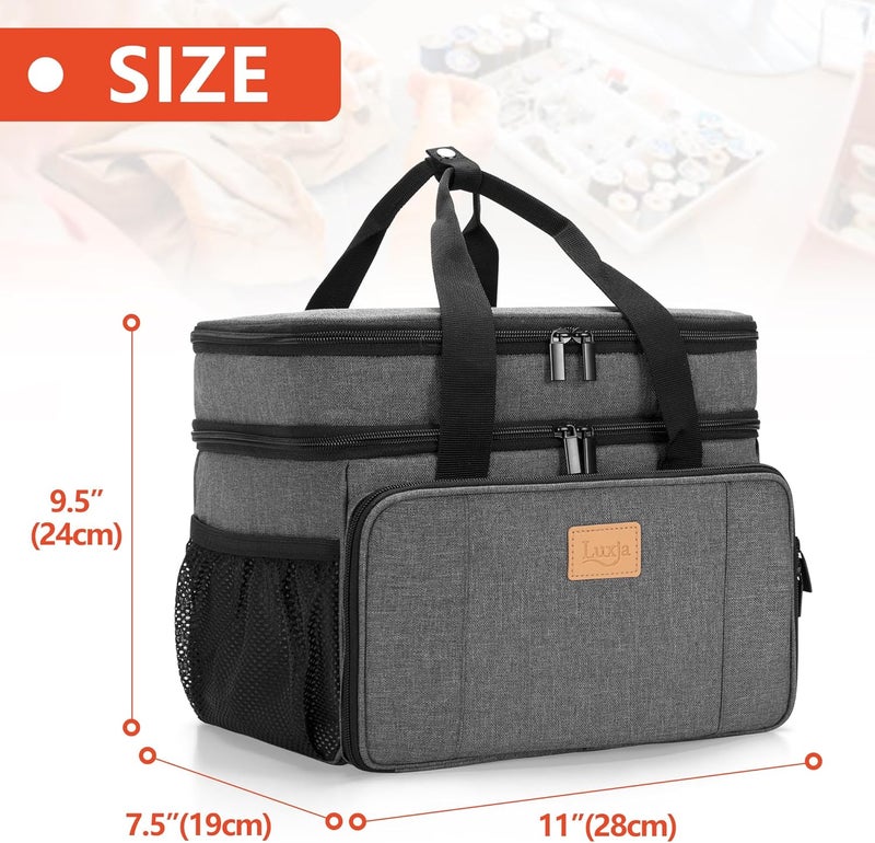 LUXJA Large Sewing Organizer with Many Compartments, 2 Layers Sewing Storage Bag with Varisized Pockets for Sewing and Crafting Supplies (Bag Only), Gray - Image 5